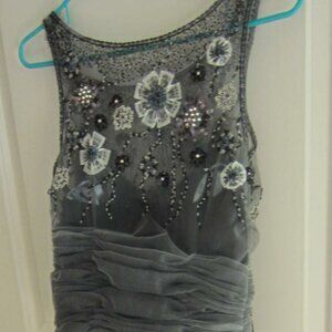 REGINA PARIS  black grey skirt top evening dress beaded Women 12 NWT